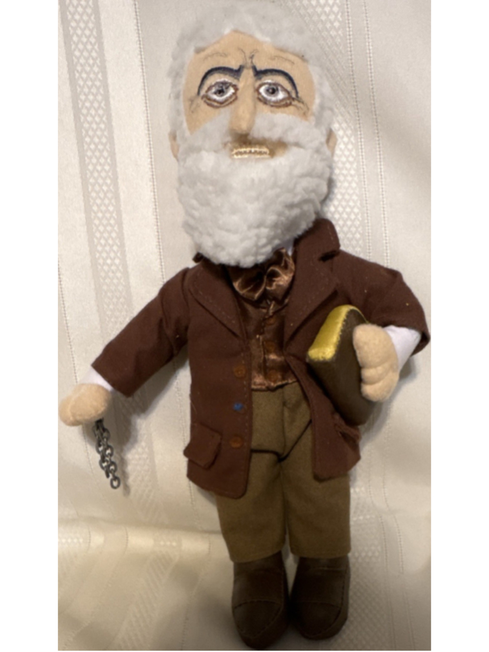 Medium Brown and White Stuffed Doll Plush Toy with Book and Chain, 14-24 in